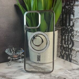 Silver Phone Case with Ring Holder for IPhone 15 Pro Max